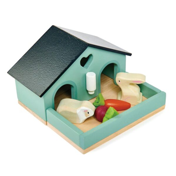 caviahok Tender Leaf Houten Pet Rabbit Set – Konijnenhok met Konijnen