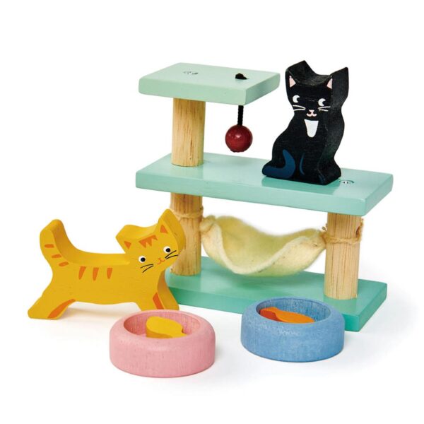 kattenhok2 Tender Leaf Houten Pet Cats Set – Kattenpaal met Katten