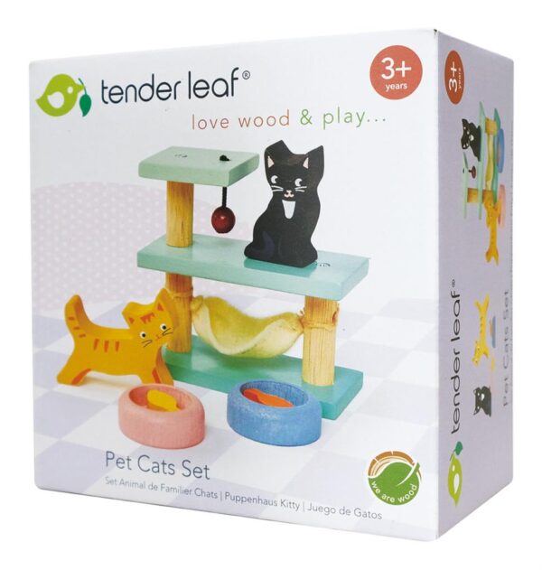 kattenpaal Tender Leaf Houten Pet Cats Set – Kattenpaal met Katten