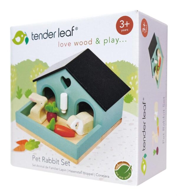 konijnen Tender Leaf Houten Pet Rabbit Set – Konijnenhok met Konijnen