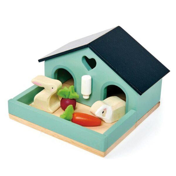 konijnenhok Tender Leaf Houten Pet Rabbit Set – Konijnenhok met Konijnen