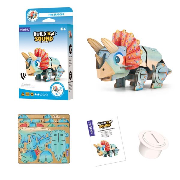 triceratops7 MierEdu – 3D Puzzel Build & Sound – Triceratops bouwpakket