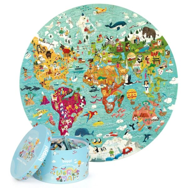 4rwd-wereldkaartpuzzel-rond-150-stukjes.jpg "4RWD wereldkaartpuzzel rond – 150 stukjes – educatieve kinder puzzel"