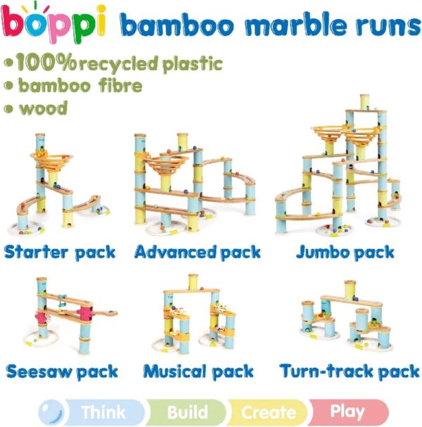allerlei opstellingen met Spoorwissels voor Boppi knikkerbaan – houten uitbreiding