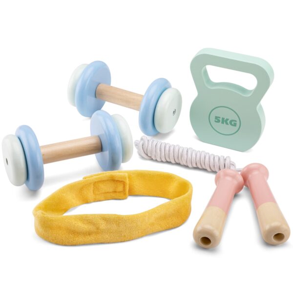 Complete houten speelgoed fitness set – ideaal voor rollenspel en motoriek