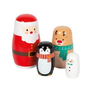 Houten Matroesjka Kerstmis set met Santa en winterfiguren – Small Foot
