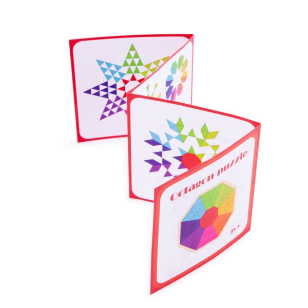 voorbeeldenboek bij Geometrische puzzelstukken in houten puzzelbord