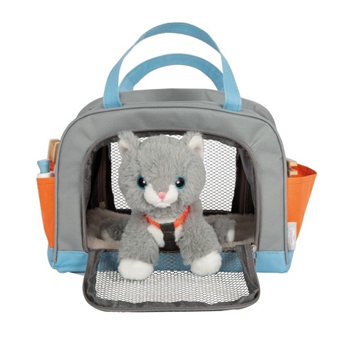 Kindvriendelijke pluche kat met houten rollenspel accessoires