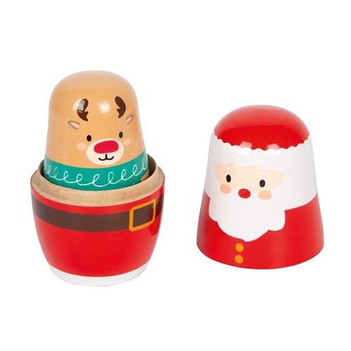 Matroesjka poppen kersteditie met vrolijke winterkarakters