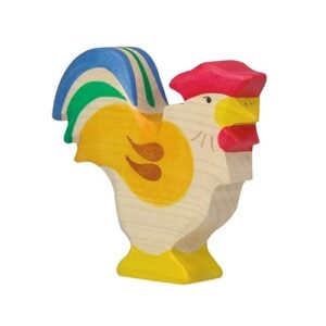 holztiger--houten-haan-duurzaam-educatief-speelgoed Van duurzaam hout handgemaakte haan waldorf geinspiteerd van Holztiger bij Het Speellab