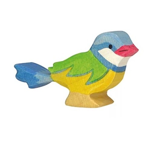 Van duurzaam hout handgemaakte pimpelmees waldorf geinspiteerd van Holztiger bij Het Speellab