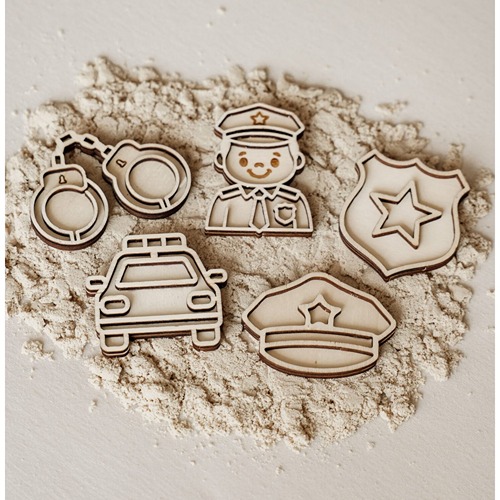 Houten politie vultray voor sensorisch spel en fijne motoriek