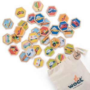 Stoffen opbergzak bij Woet memory spel met voertuigen
