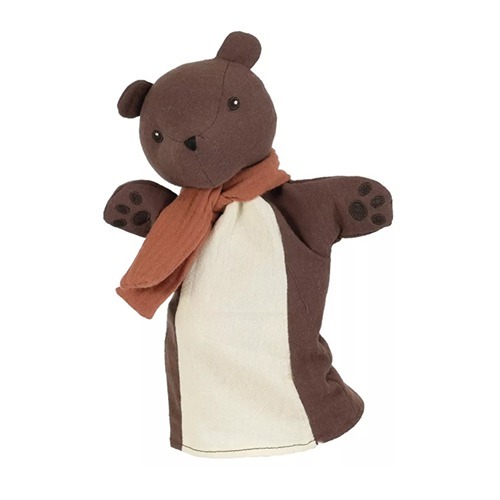 egmont-toys-handpop-beer-zachte-speelpop-poppenkast-educatief-speelgoed Handpop beer van Egmont Toys geschikt voor poppenkast en verhalen vertellen