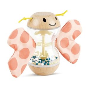 hape-regenmaker-vlinder-rammelaar-babyspeelgoed-het-speellab. Hape Regenmaker Rammelaar Vlinder in verpakking – kleurrijk houten babyspeelgoed vanaf 3 maanden te koop bij het speellab