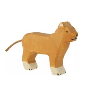 Houten handgemaakt dierfiguur leeuwin voor open einde spel. Duurzaam en fantasierijk speelgoed van Holztiger bij Het Speellab