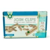 JOIN CLIPS uitbreidingsset voor houten knikkerbaan met verbindingsclips en houten plankjes om een eigen marble run te bouwen.