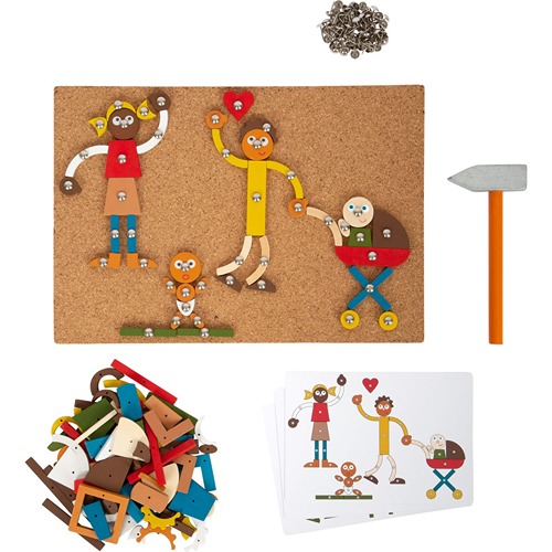 Educatief houten hamertje tik speelgoed voor kinderen met huis en familie thema