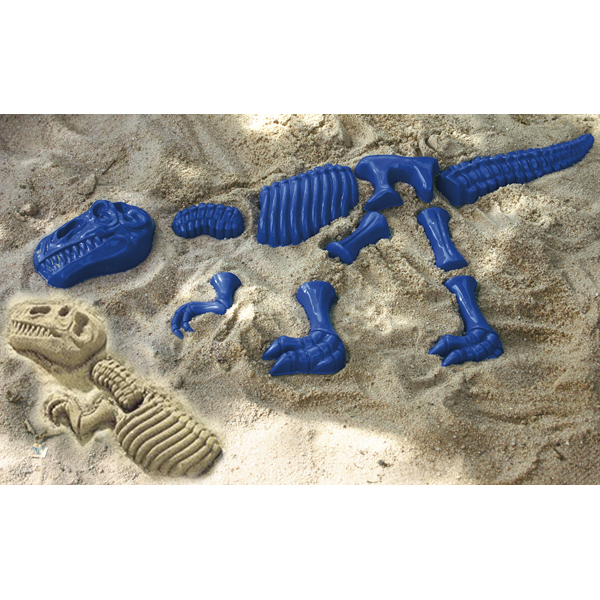 Eduplay zandvormen 10 delig van de stoere T rex in kleur blauw
