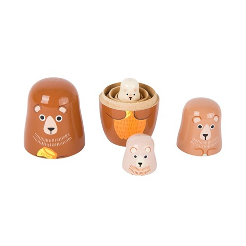 educatief-sorteerspeelgoed-matroesjka-beren-small-foot Close-up van het openmaken van de Small Foot houten nestpoppen met berenprint