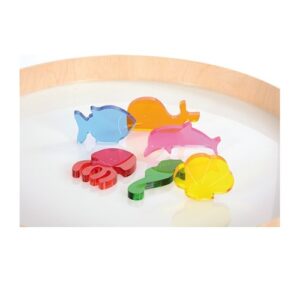 edyplay-transparante-zeedieren-lichtpaneel-sensorisch De set zeedieren van eduplay op de lichtafel