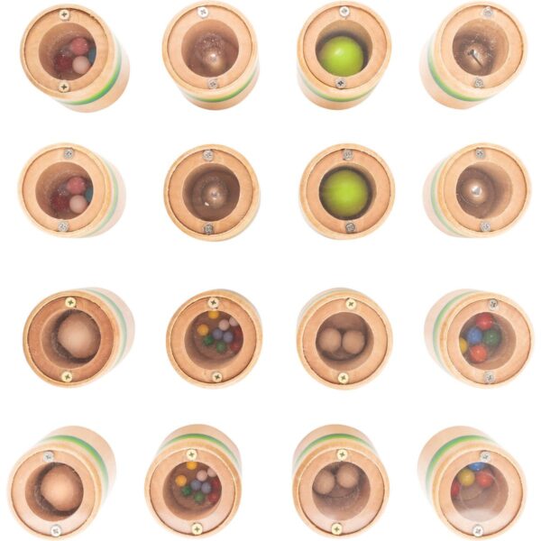small-foot-memory-spel-rupsje-nooitgenoeg Bovenaanzicht van de potjes met inhoud van het spel rupsje nooitgenoeg